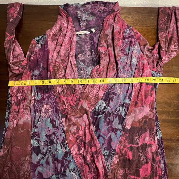 Artsy Gypsy Patchwork Whimsigoth Fairy Boho Long Cardigan Oversized Purple Small - Picture 8 of 12